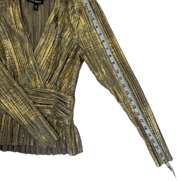 Steve Madden Azura Gold Top Women's Size XS Peplum Metallic - Picture 5 of 7